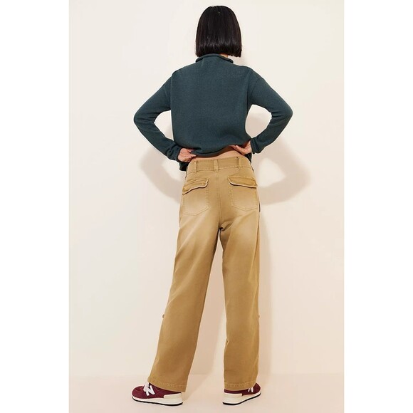 Free People Cleo Washed Chino Pants Straight Leg Pull On Cotton L-12 NEW 278613 - Picture 4 of 9